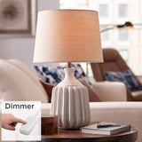 Logan Ribbed Ceramic Modern Table Lamp with Table Top Dimmer