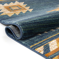 Lizette Dark Blue Traditional Medallion Area Rug