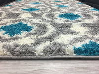 Gray Turquoise Blue Shag Area Rug