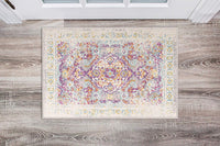 Vintage Medallion Floral Ivory Gray Multi-color Soft Area Rug