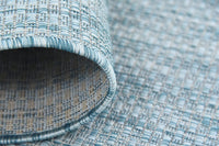 Casual Transitional Indoor Outdoor Flatweave Aquamarine Area Rug