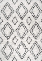 Beni Moroccan Style Diamond Shag Ivory/Dark Gray Soft Area Rug