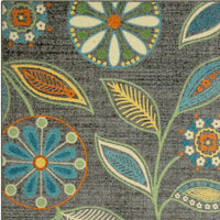 Maples Floral Non Skid Washable Grey Multi Area Rugs
