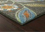 Maples Floral Non Skid Washable Grey Multi Area Rugs