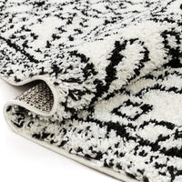 Miranda White Moroccan Shag Diamond Medallion Pattern Area Rug