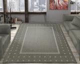 Sohaib Ottomanson Jardin Indoor/Outdoor Bordered Rug Grey