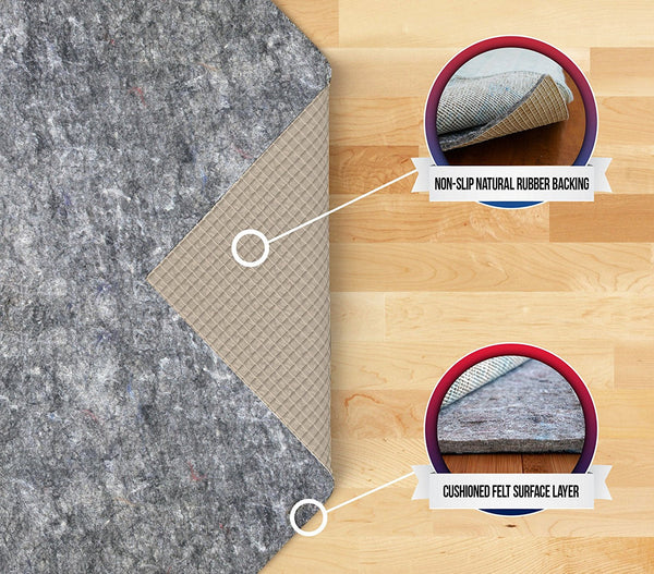 Dual Surface - Felt & Rubber - Non-Slip Backing Rug Pad Carpet Pad
