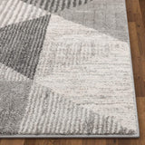 Baldosa Grey & Ivory Boxes & Stripes Abstract Geometric Pattern Area Rug