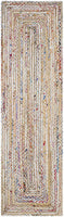 Handmade Boho Braided Jute Cotton Area Rug, Beige / Multi