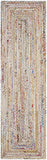 Handmade Boho Braided Jute Cotton Area Rug, Beige / Multi