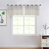 Gray Tan Stripe Sheer Color Block Window Curtain Panel Linen 95 inches Long with Grommets, 2 Panel Rustic Drapes