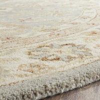 Handmade Traditional Oriental Premium Soft Wool Area Rug, Grey Blue / Beige