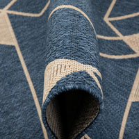 Prosa Blue & Beige Indoor/Outdoor Flat Weave Pile Geometric Triangles Pattern Area Rug