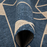 Prosa Blue & Beige Indoor/Outdoor Flat Weave Pile Geometric Triangles Pattern Area Rug