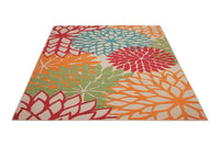 Floral Indoor/Outdoor Red Multi-color Area Rug