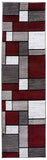 Modern Box Red Gray White Area Rug