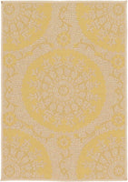 Botanical Collection Floral Abstract Transitional Indoor Outdoor Flatweave Yellow Area Rug