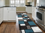 Box Pattern Gray/Grey Blue White Area Rug