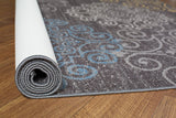 Gray Floral Area Rug Non-Slip/ No Skid
