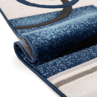 Good Vibes Belle Dark Blue Modern Abstract Geometric 3D Textured Soft Area Rug