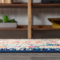 Bohemian Boho Vintage Medallion Navy/Red Rug