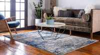Mystic Collection Abstract Vintage Navy Blue Area Rug