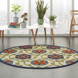 Aloha Blue Multi-color Indoor Outdoor Area Rug