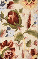 Floral Area Rug Ivory Green Soft Area Rug