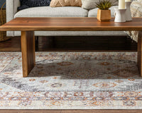 Vera Vintage Grey Tribal Diamond Medallion Pattern Area Rug