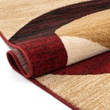 Casual Modern Styling Shapes and Circles Area Rug  Multi Color Red Black Beige