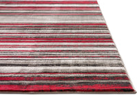 Modern Distressed Geo Stripes Red Area Rug