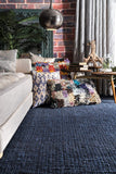 Chunky Loop Navy Blue   Jute Rug - Multiple sizes available