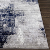 Modern Abstract Soft Area Rug, Black/Navy