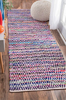 Handwoven Chevron Pattern Soft Indigo Texture Area Rug