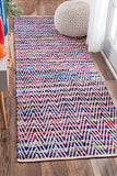 Handwoven Chevron Pattern Soft Indigo Texture Area Rug