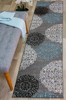 Gray Blue Large Floral Area Rug