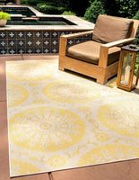 Botanical Collection Floral Abstract Transitional Indoor Outdoor Flatweave Yellow Area Rug