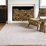 Print Leopard Soft Area Rug, Baby Pink