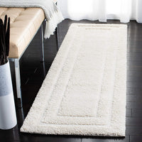 Cream Box Border Textured Thick Shag Area Rug