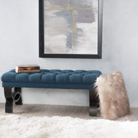 Knight Home Scarlett Fabric Ottoman Bench, Dark Blue