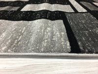 Gray/Grey Black Abstract Area Rug