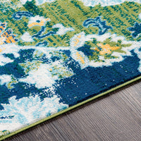 Antioch Bohemian Medallion Area Rug, Dark Green/Navy