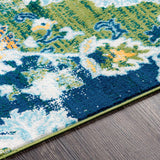 Antioch Bohemian Medallion Area Rug, Dark Green/Navy