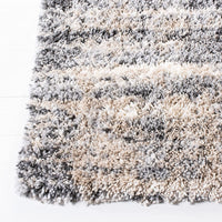 Fontana Shag Collection  Modern Thick Area Rug Grey / Ivory