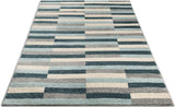 Well Woven Bryson Stripes Geometric Blocks Blue & Grey Area Rug