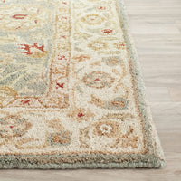 Handmade Traditional Oriental Premium Soft Wool Area Rug, Grey Blue / Beige
