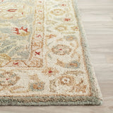 Handmade Traditional Oriental Premium Soft Wool Area Rug, Grey Blue / Beige
