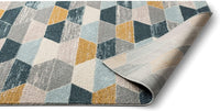 Honeycomb Hexagon Geometric Blue, Mustard Gold, Grey Area Rug
