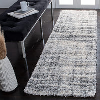 Fontana Shag Collection  Modern Thick Area Rug Grey / Ivory