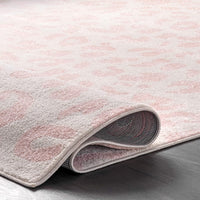 Print Leopard Soft Area Rug, Baby Pink
